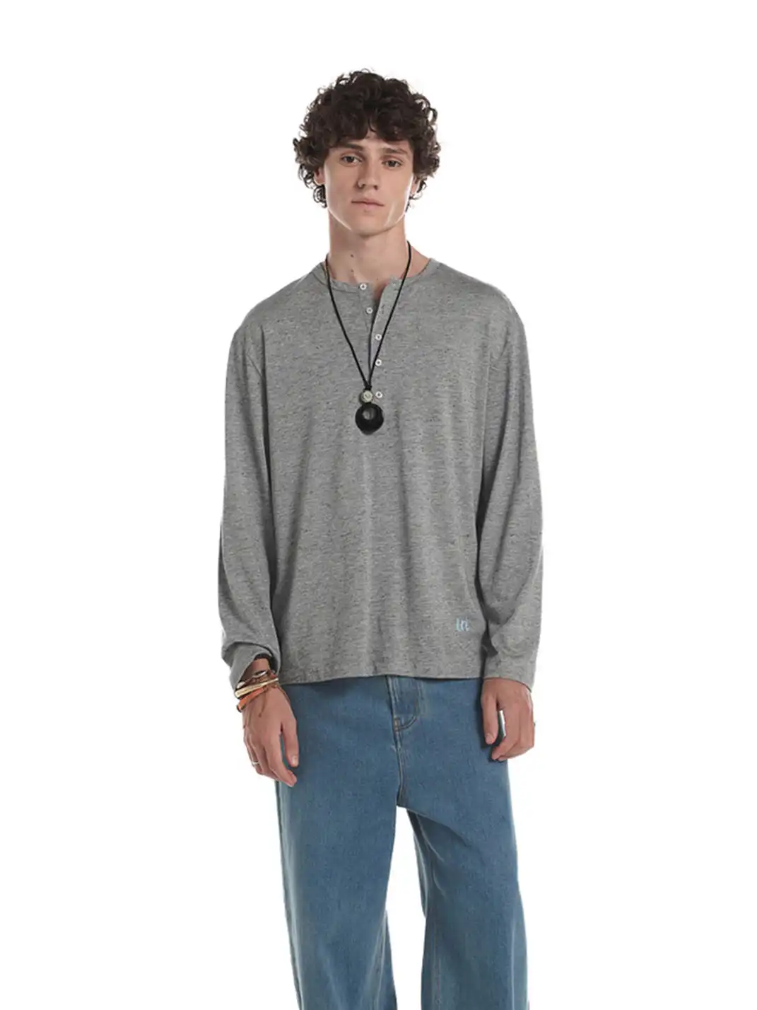 Unvesno | Multi-Color Henley Neck Long Sleeve T-Shirt
