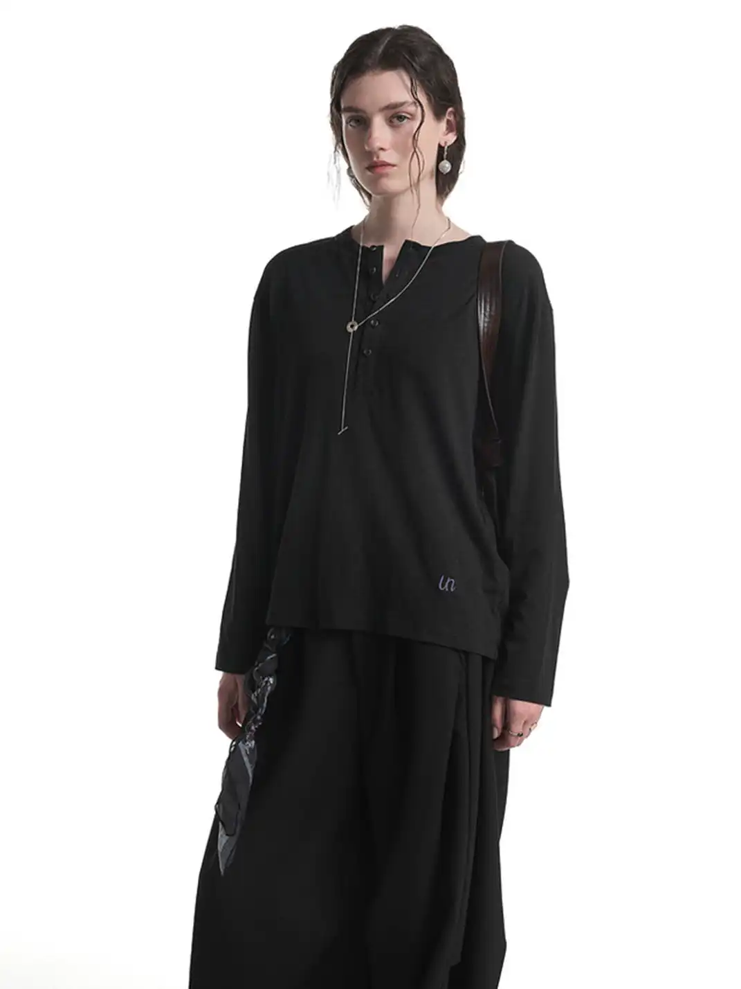 Unvesno | Multi-Color Henley Neck Long Sleeve T-Shirt