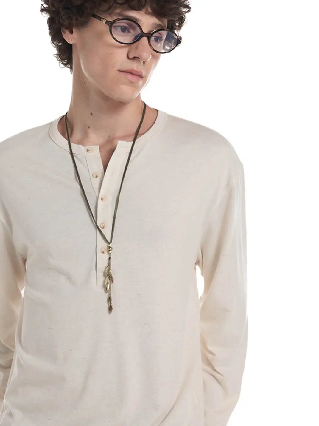 Unvesno | Multi-Color Henley Neck Long Sleeve T-Shirt