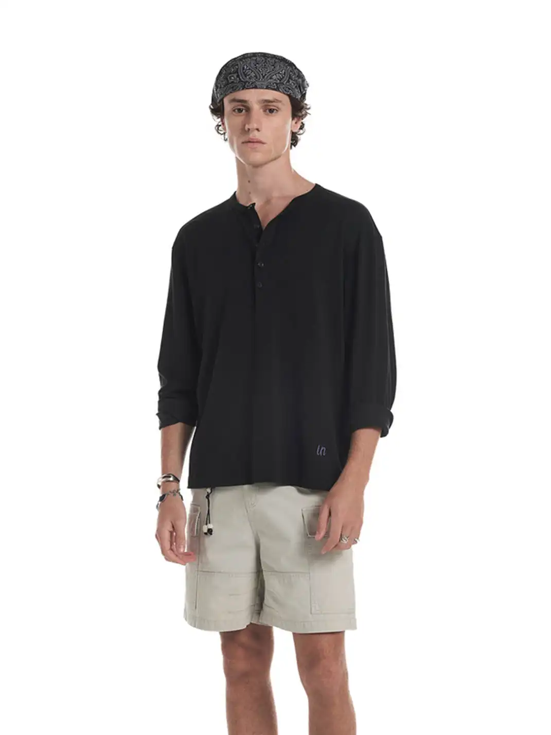 Unvesno | Multi-Color Henley Neck Long Sleeve T-Shirt
