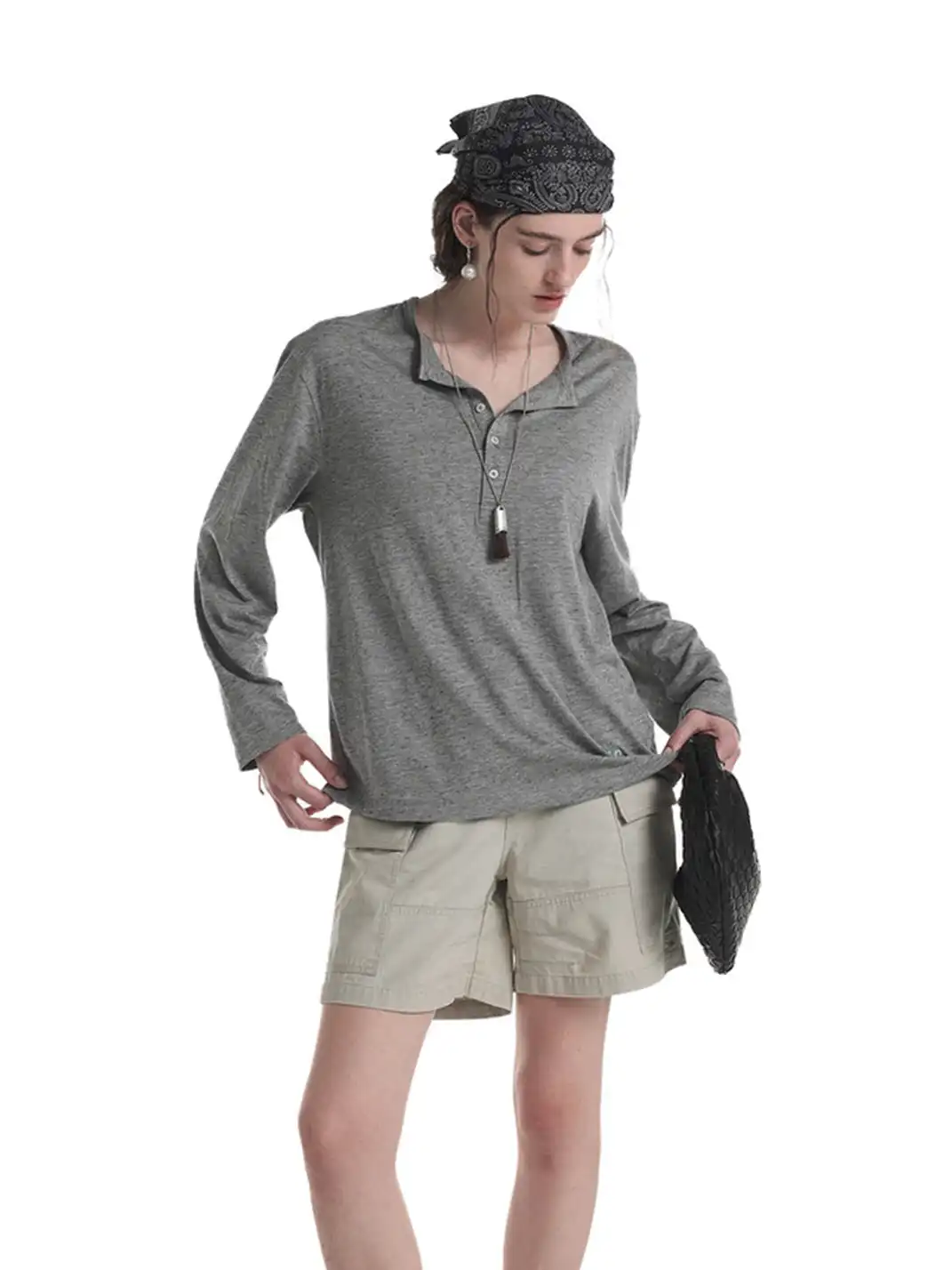 Unvesno | Multi-Color Henley Neck Long Sleeve T-Shirt