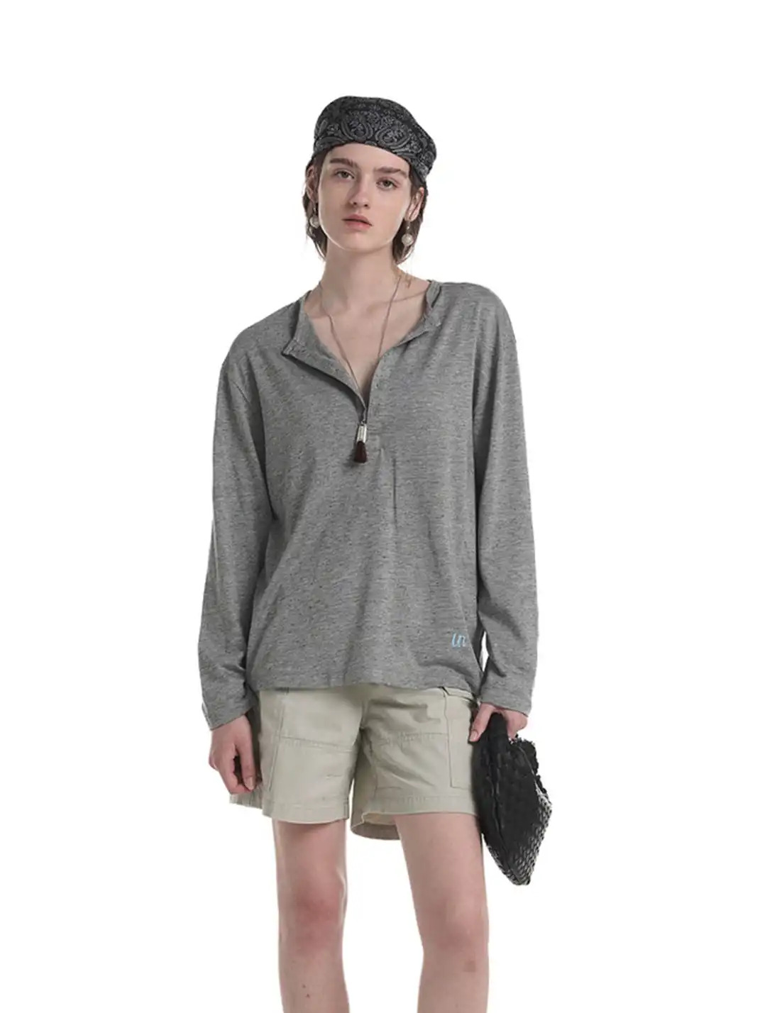 Unvesno | Multi-Color Henley Neck Long Sleeve T-Shirt