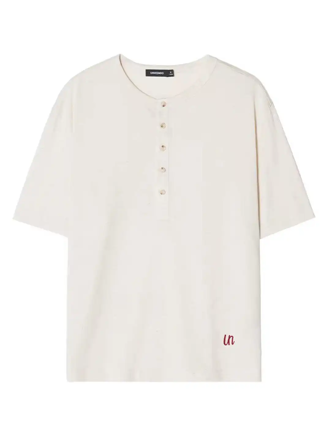 Unvesno | Multi-Color Henley Neck Short Sleeve T-Shirt
