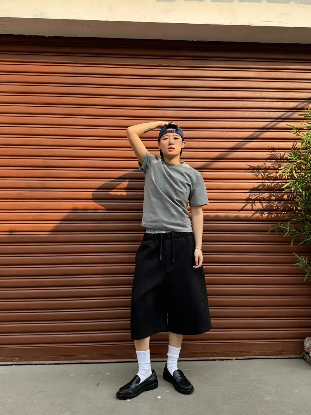 Jiwuus | Solid Elastic Waist Drawstring Boxy Sweatpants