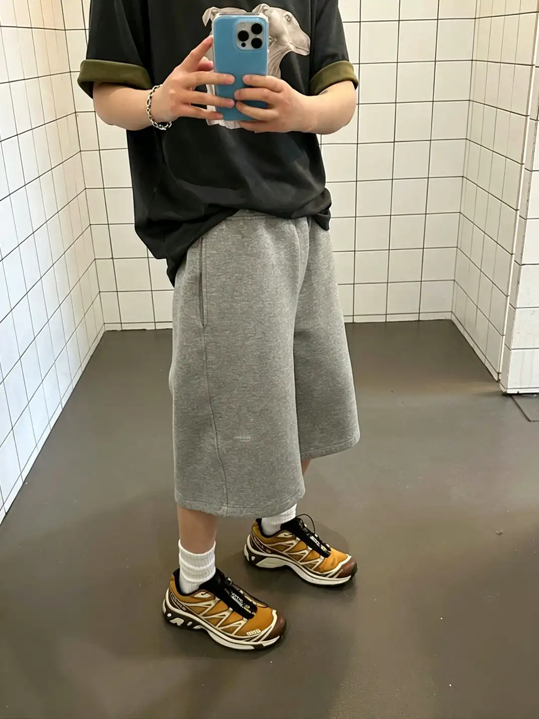 Jiwuus | Solid Elastic Waist Drawstring Boxy Sweatpants