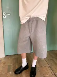 Jiwuus | Solid Elastic Waist Drawstring Boxy Sweatpants
