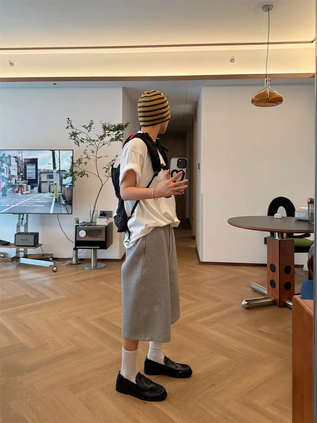 Jiwuus | Solid Elastic Waist Drawstring Boxy Sweatpants