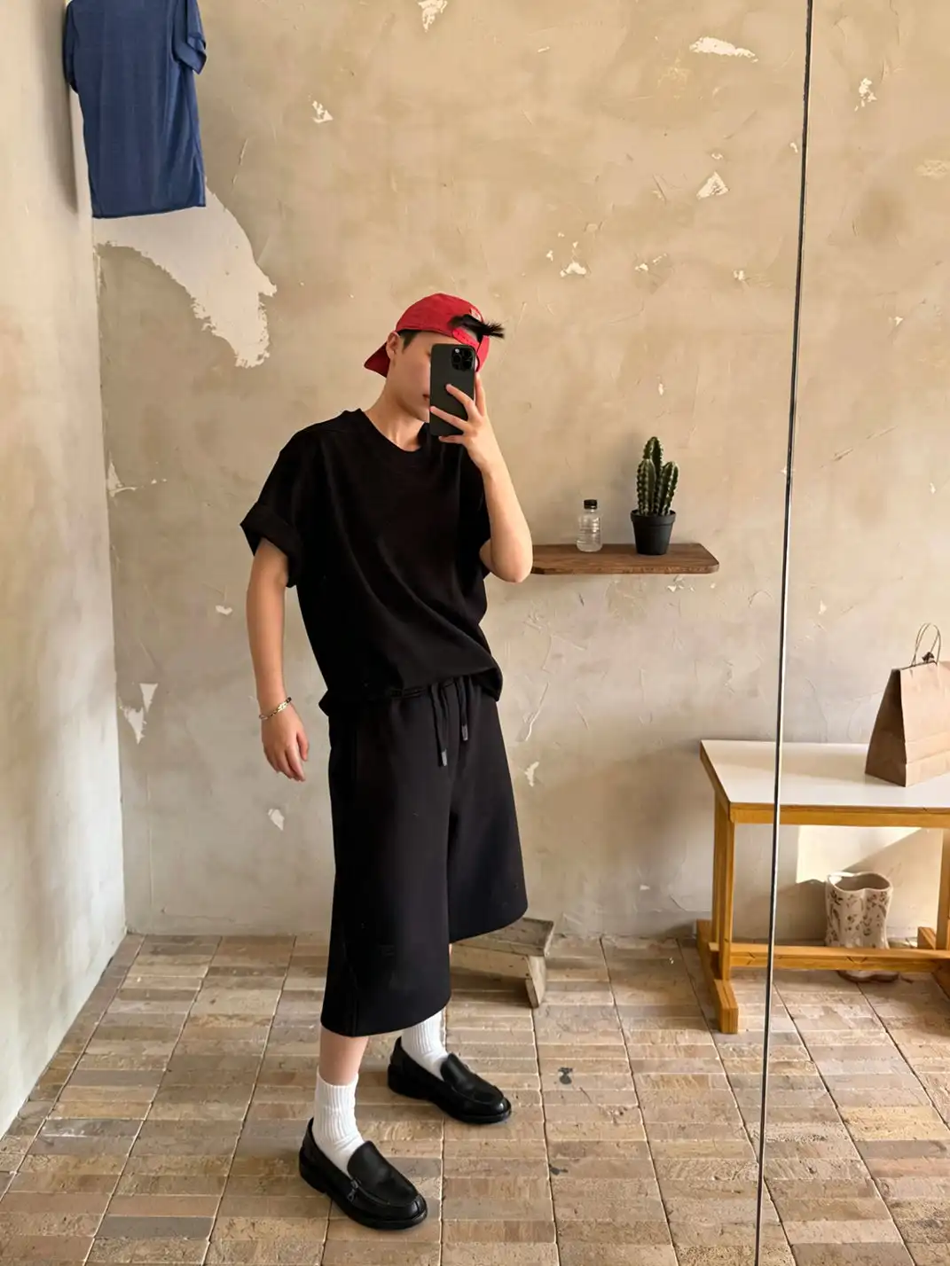 Jiwuus | Solid Elastic Waist Drawstring Boxy Sweatpants