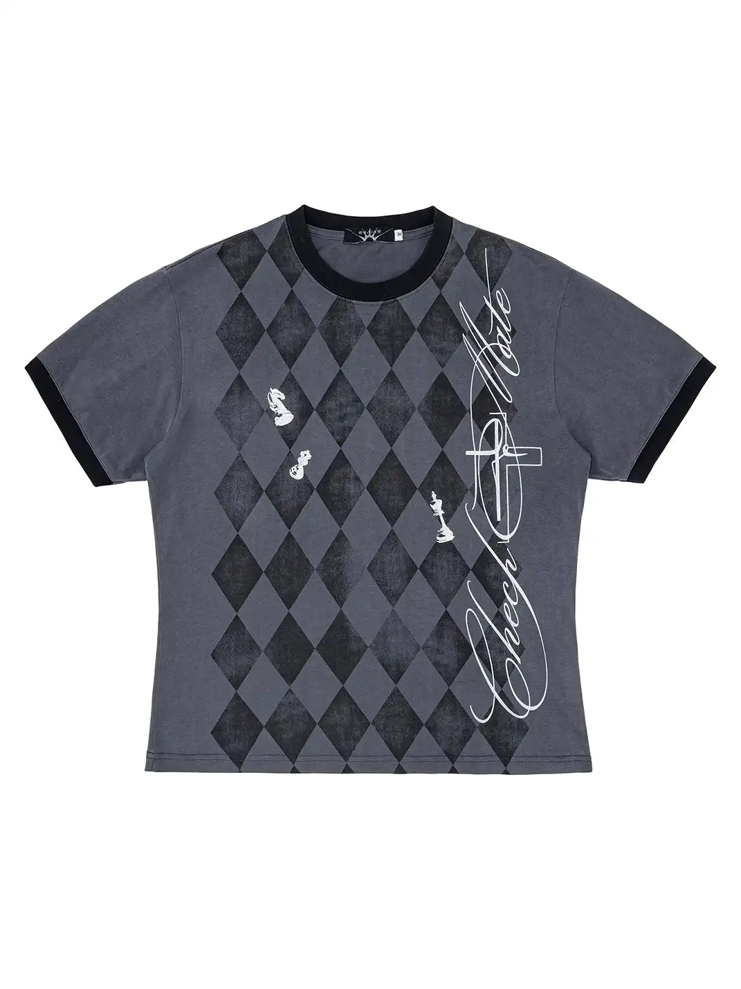 Esaias | Rhombus Checkerboard Glitter Print T-Shirt