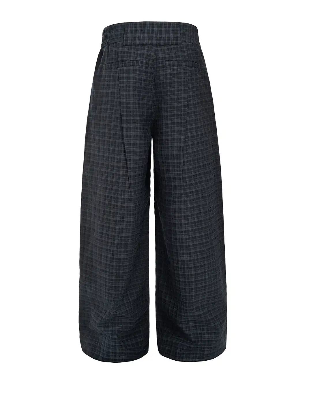 Esaias | Plaid Button Wide-Leg A-Line Trousers