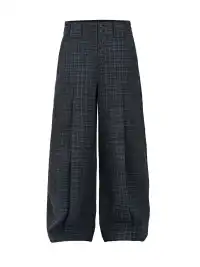 Esaias | Plaid Button Wide-Leg A-Line Trousers