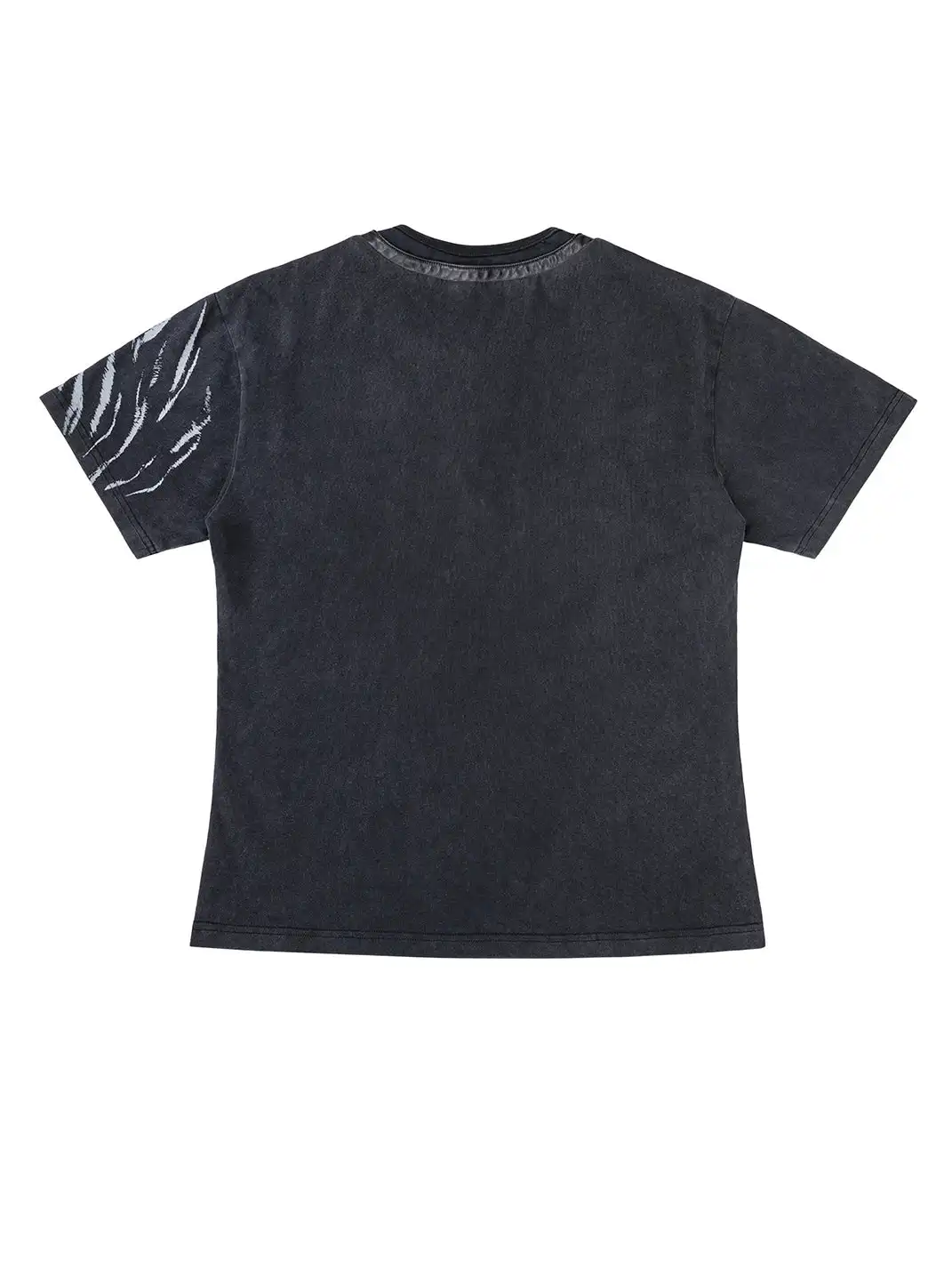Esaias | Zebra Print Leather Spliced Tie Collar T-Shirt