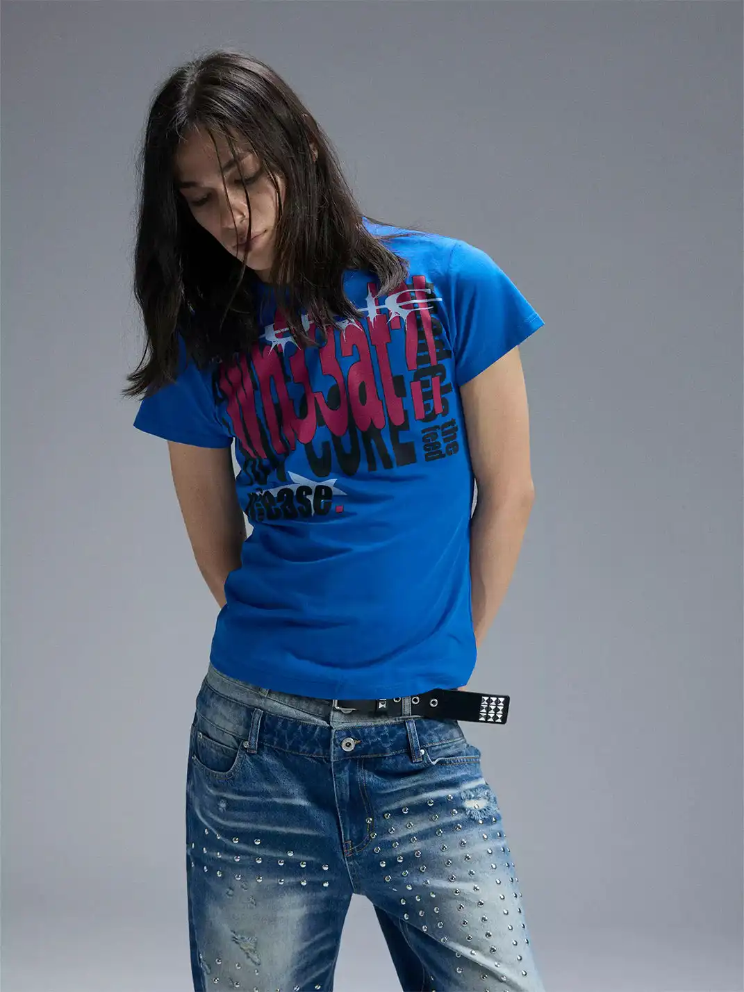 PAIKI | Electronic Slogan Letter Print T-Shirt