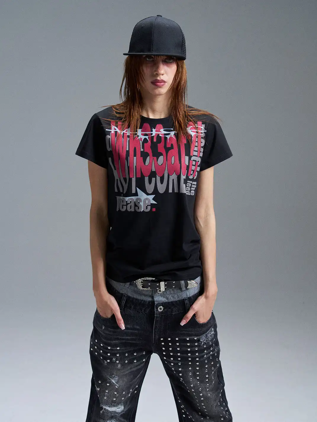 PAIKI | Electronic Slogan Letter Print T-Shirt