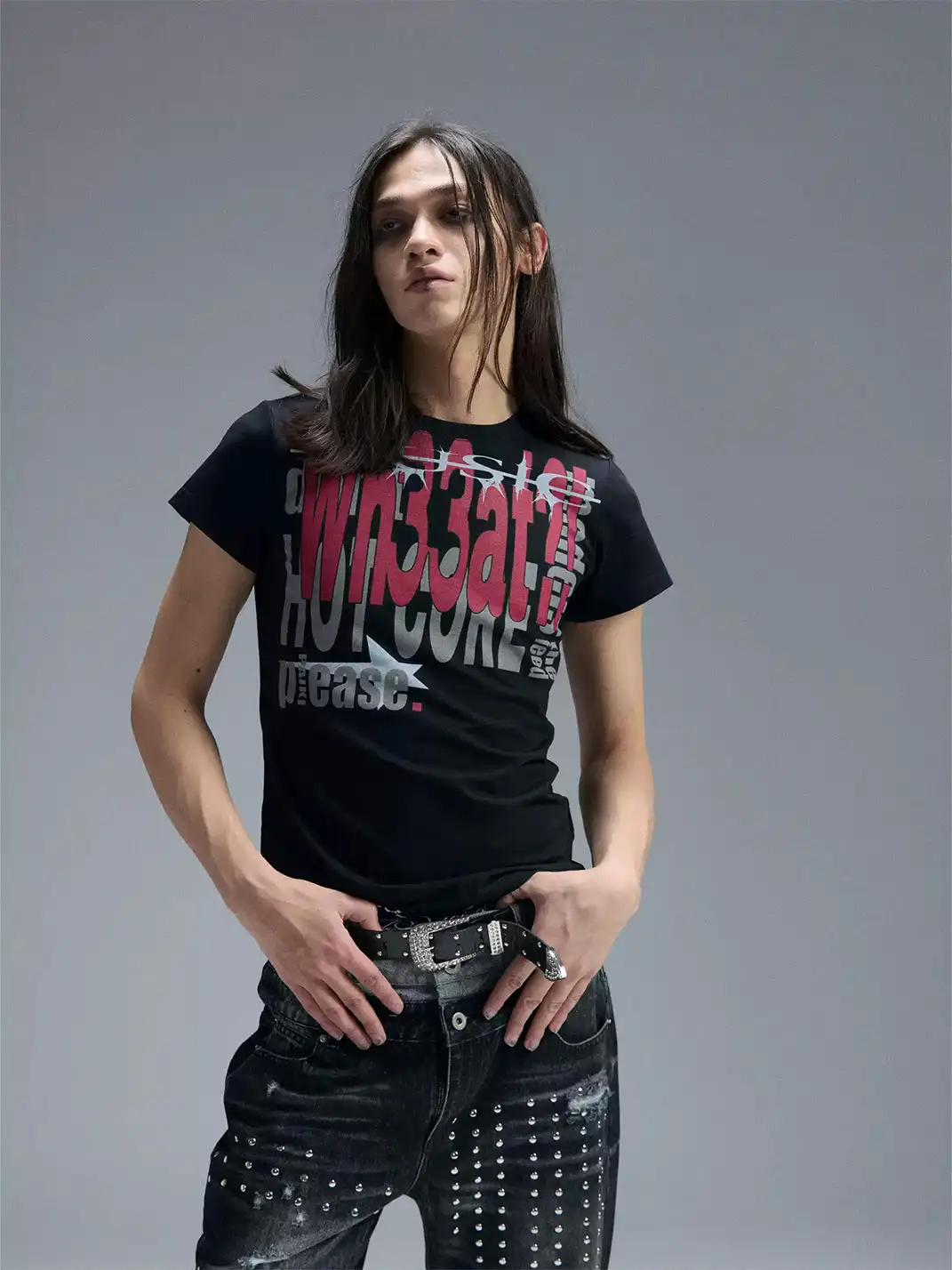 PAIKI | Electronic Slogan Letter Print T-Shirt