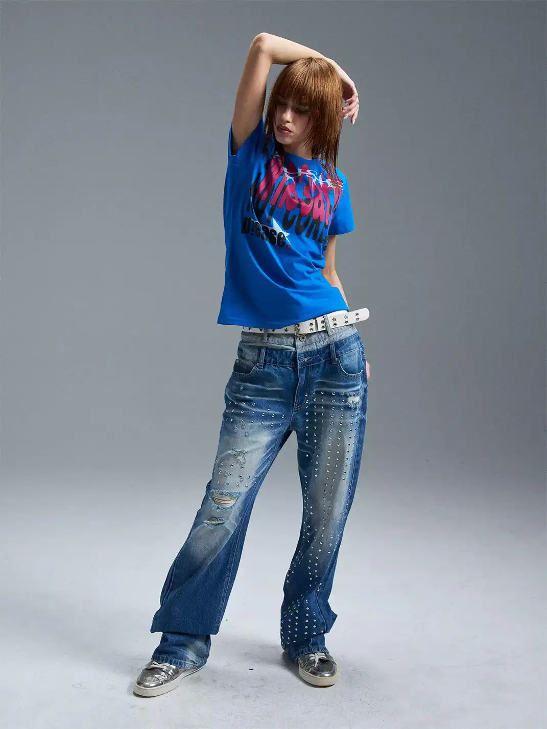PAIKI | Electronic Slogan Letter Print T-Shirt