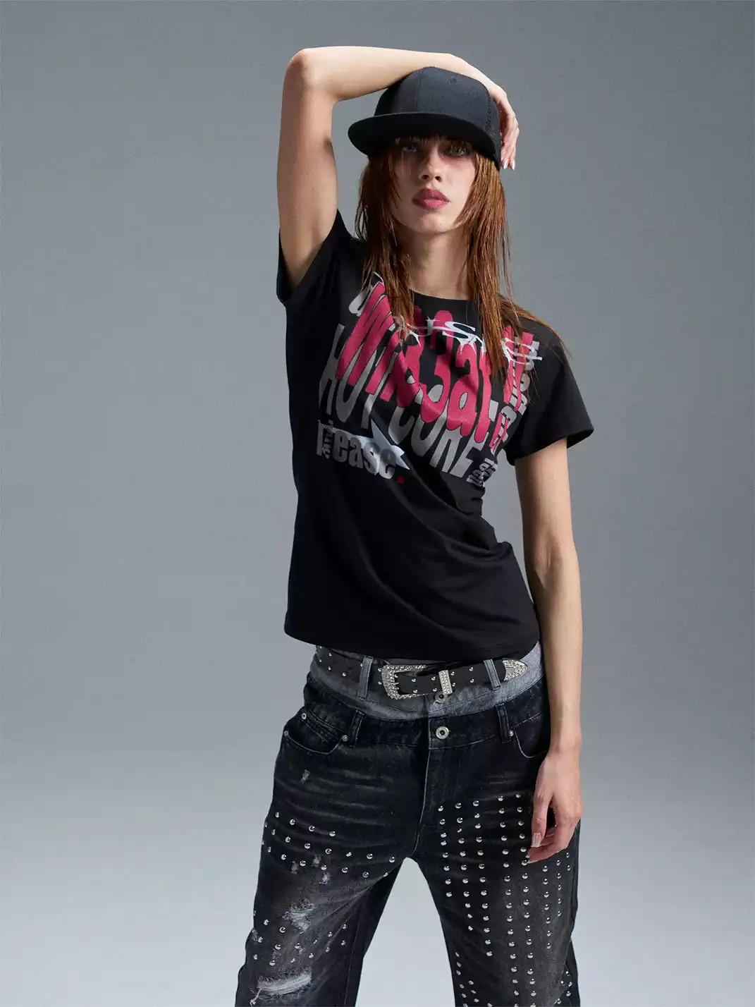 PAIKI | Electronic Slogan Letter Print T-Shirt