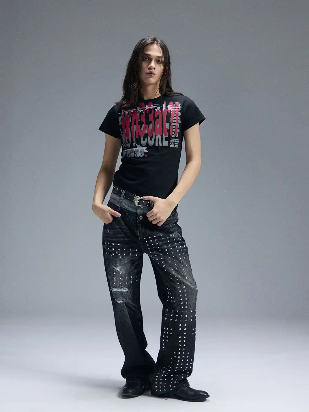 PAIKI | Electronic Slogan Letter Print T-Shirt