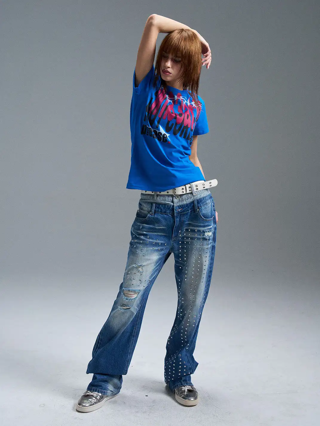 PAIKI | Electronic Slogan Letter Print T-Shirt