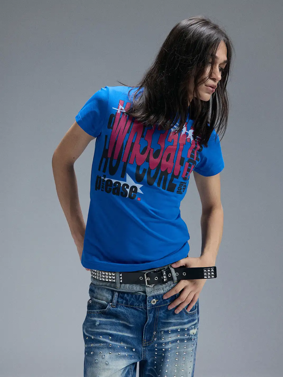 PAIKI | Electronic Slogan Letter Print T-Shirt