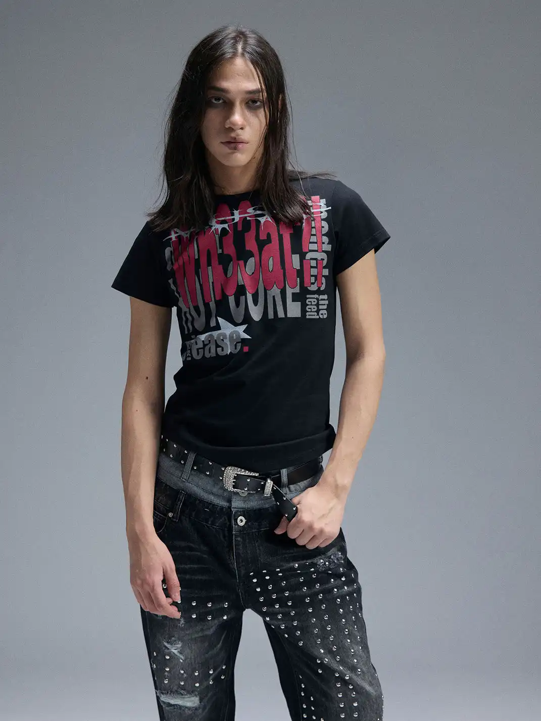 PAIKI | Electronic Slogan Letter Print T-Shirt