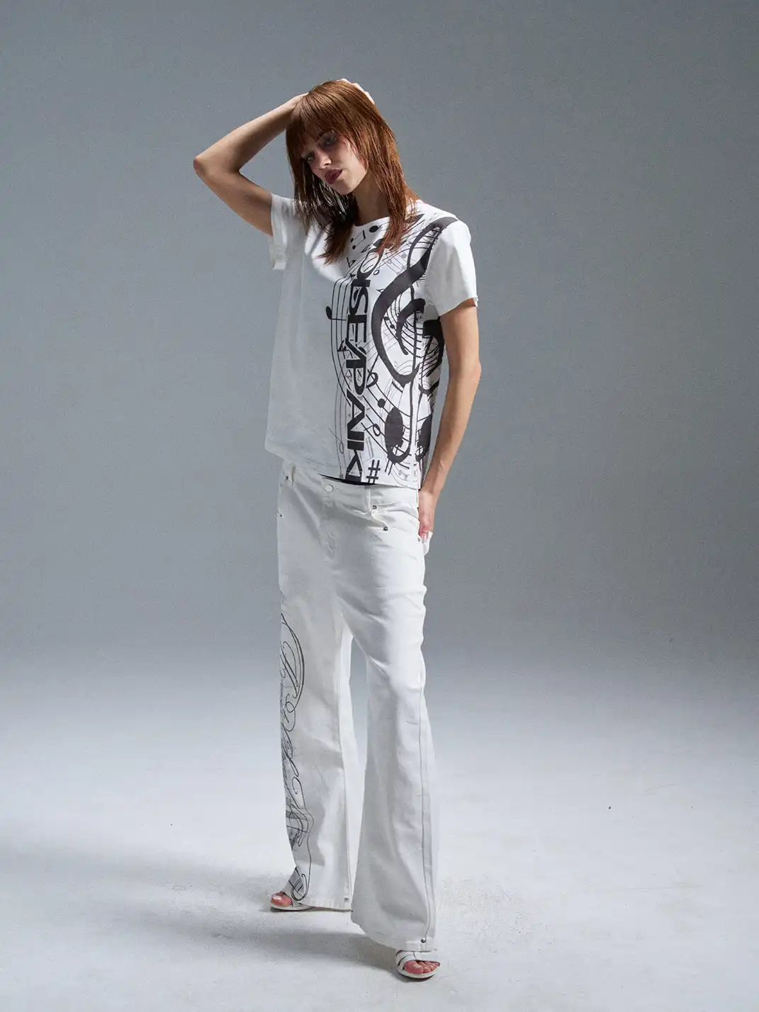 PAIKI | Note Print Subculture Crew Neck T-Shirt