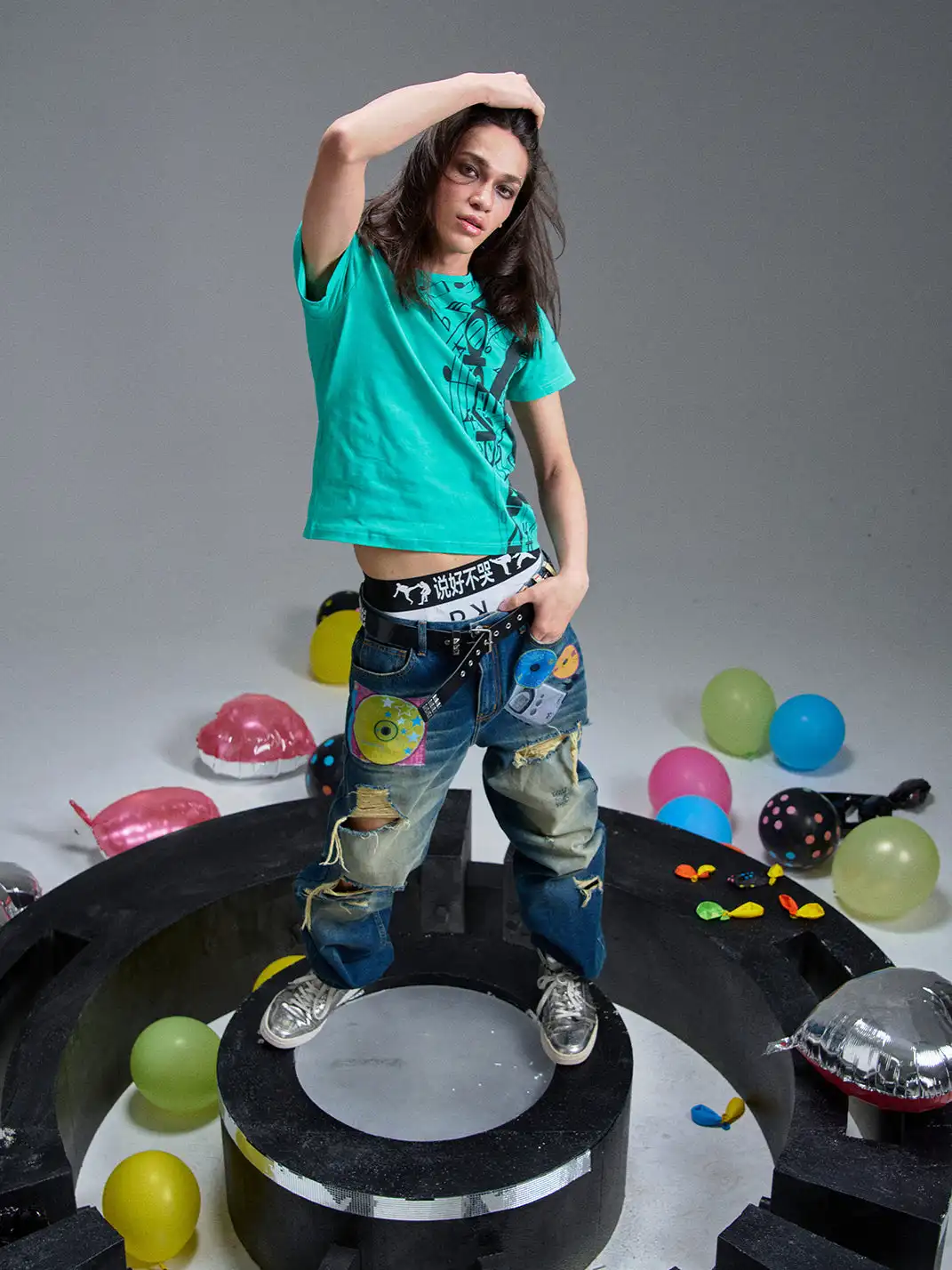 PAIKI | Note Print Subculture Crew Neck T-Shirt