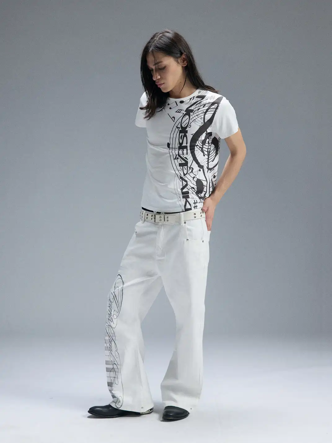 PAIKI | Note Print Subculture Crew Neck T-Shirt