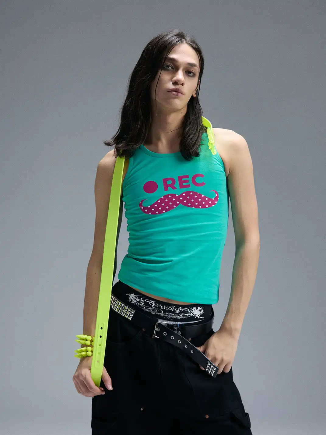 PAIKI | Polka Dot Mustache Print Tank Top