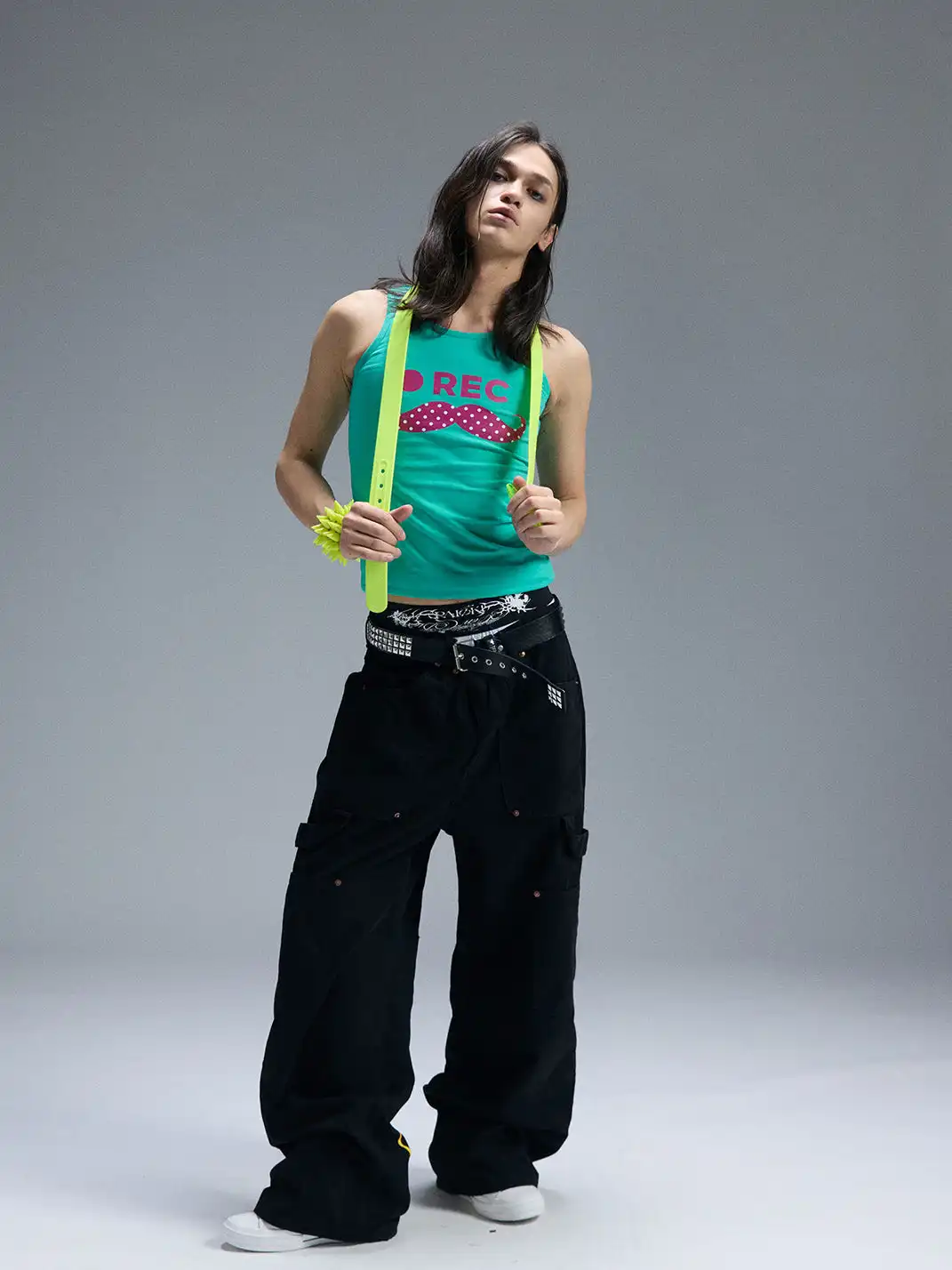 PAIKI | Polka Dot Mustache Print Tank Top