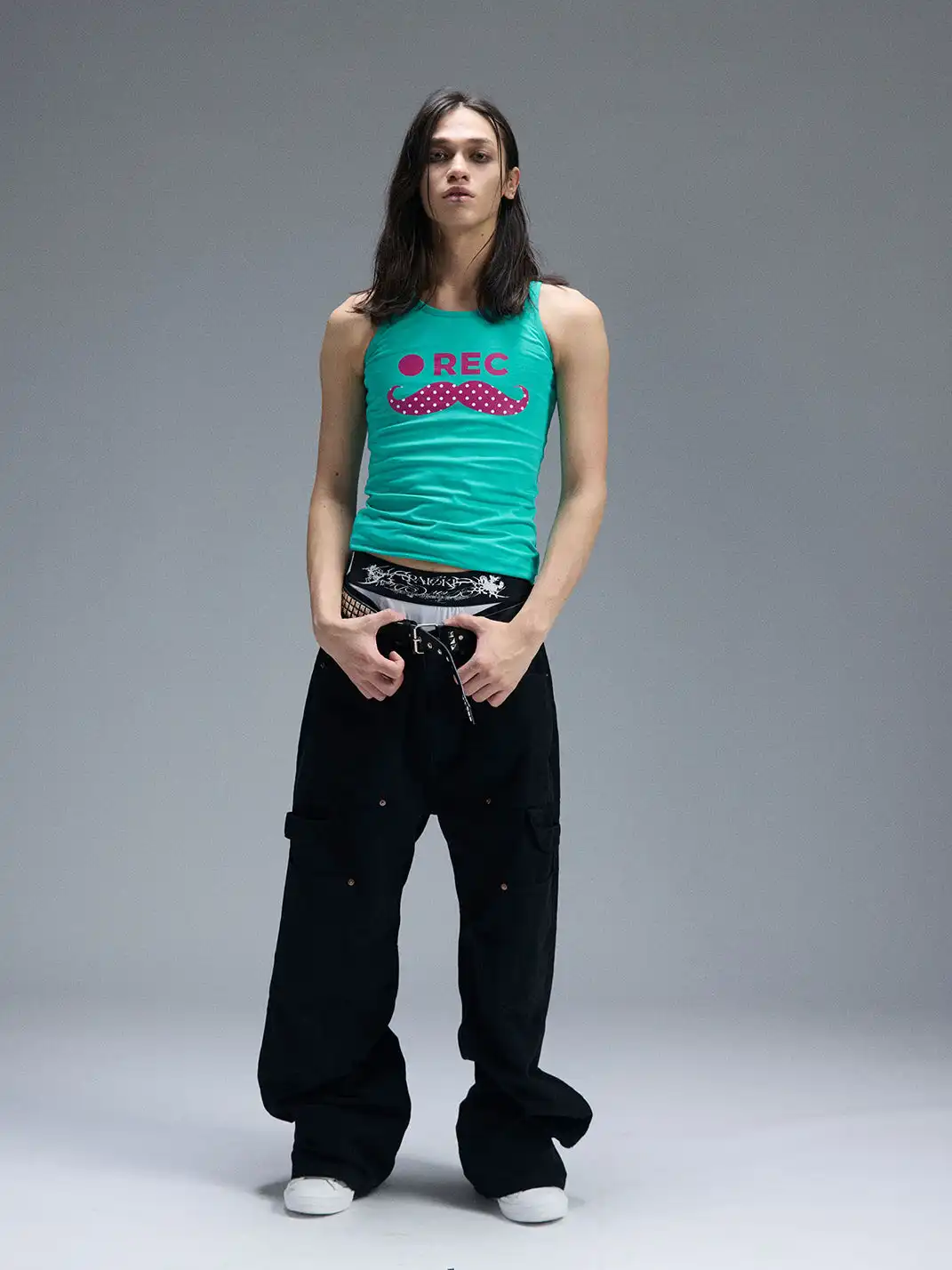 PAIKI | Polka Dot Mustache Print Tank Top