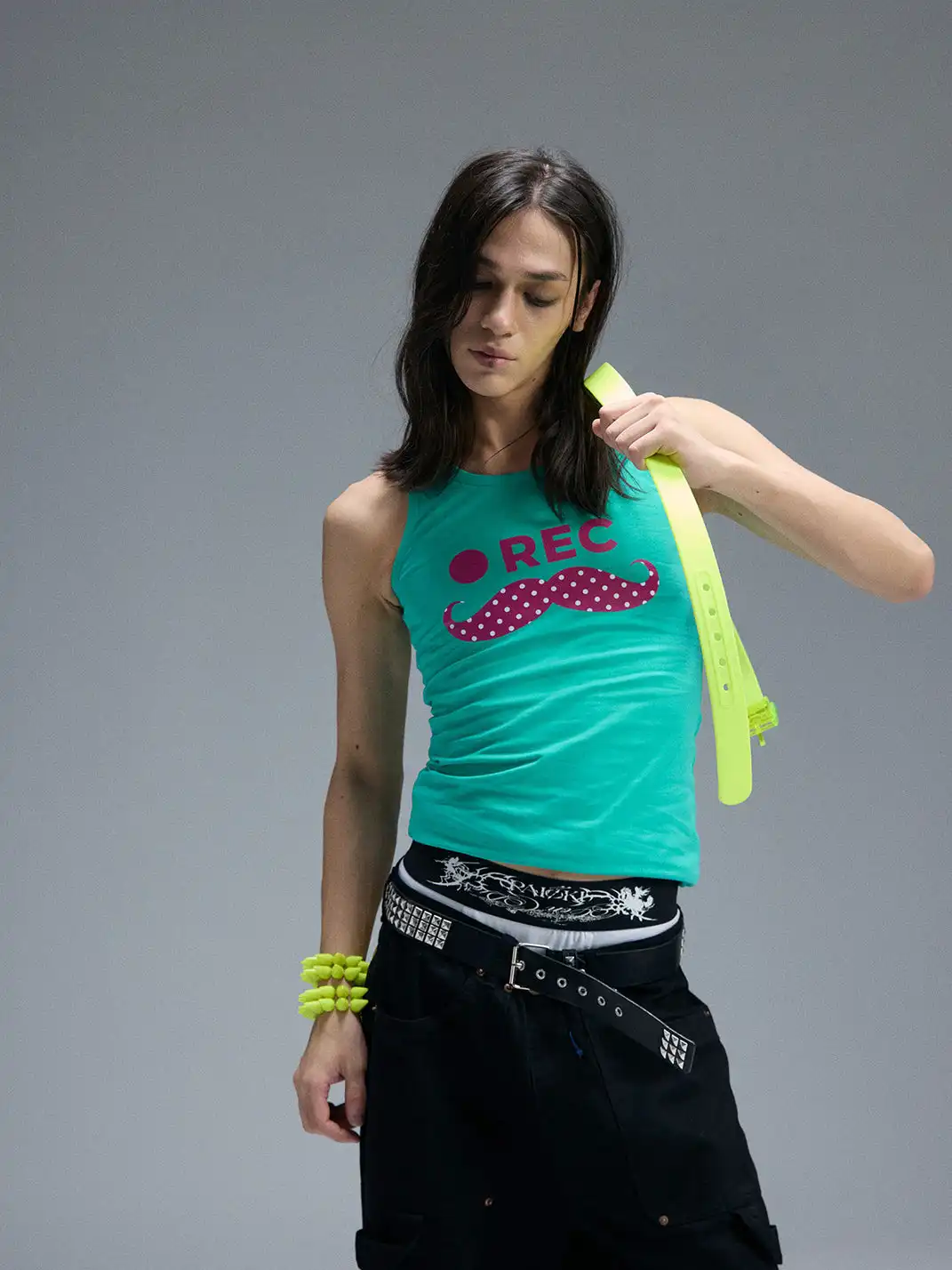 PAIKI | Polka Dot Mustache Print Tank Top