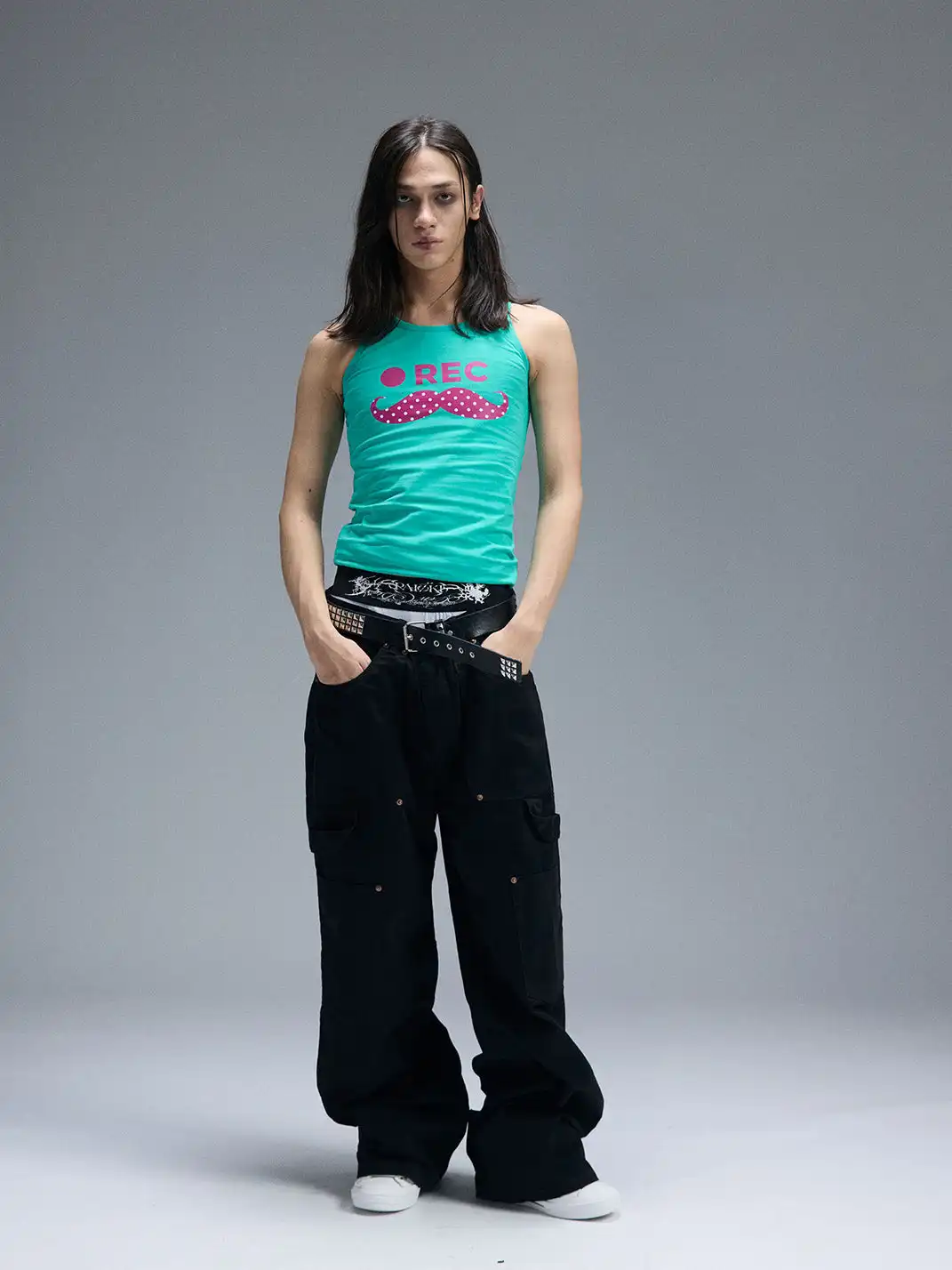 PAIKI | Polka Dot Mustache Print Tank Top