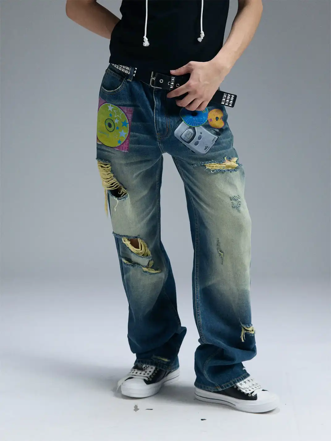 PAIKI | Ripped Yellow Mud Dyed Jeans