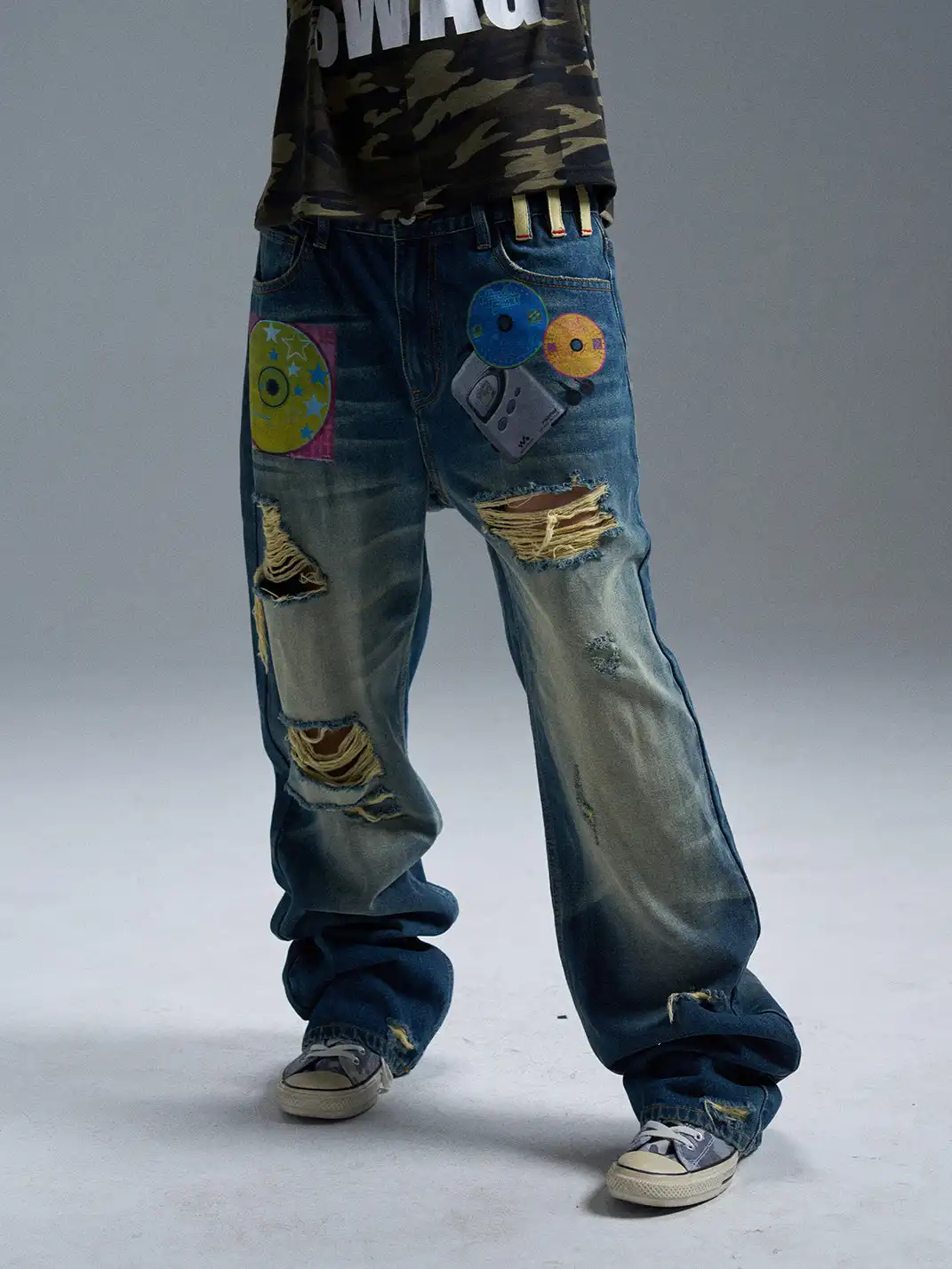 PAIKI | Ripped Yellow Mud Dyed Jeans