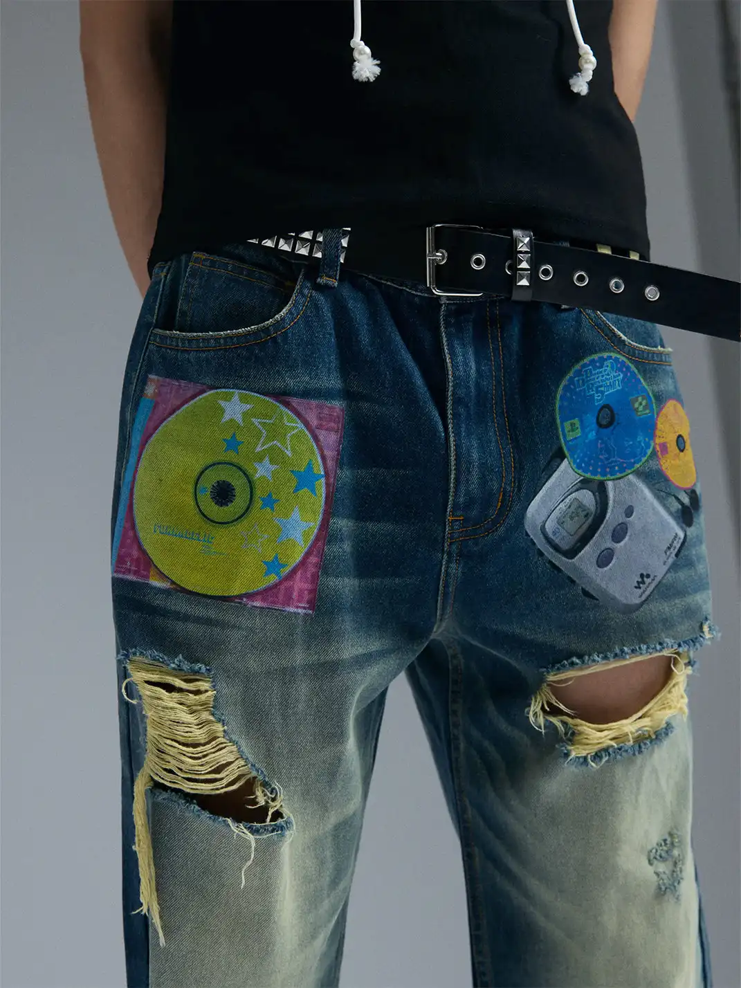 PAIKI | Ripped Yellow Mud Dyed Jeans