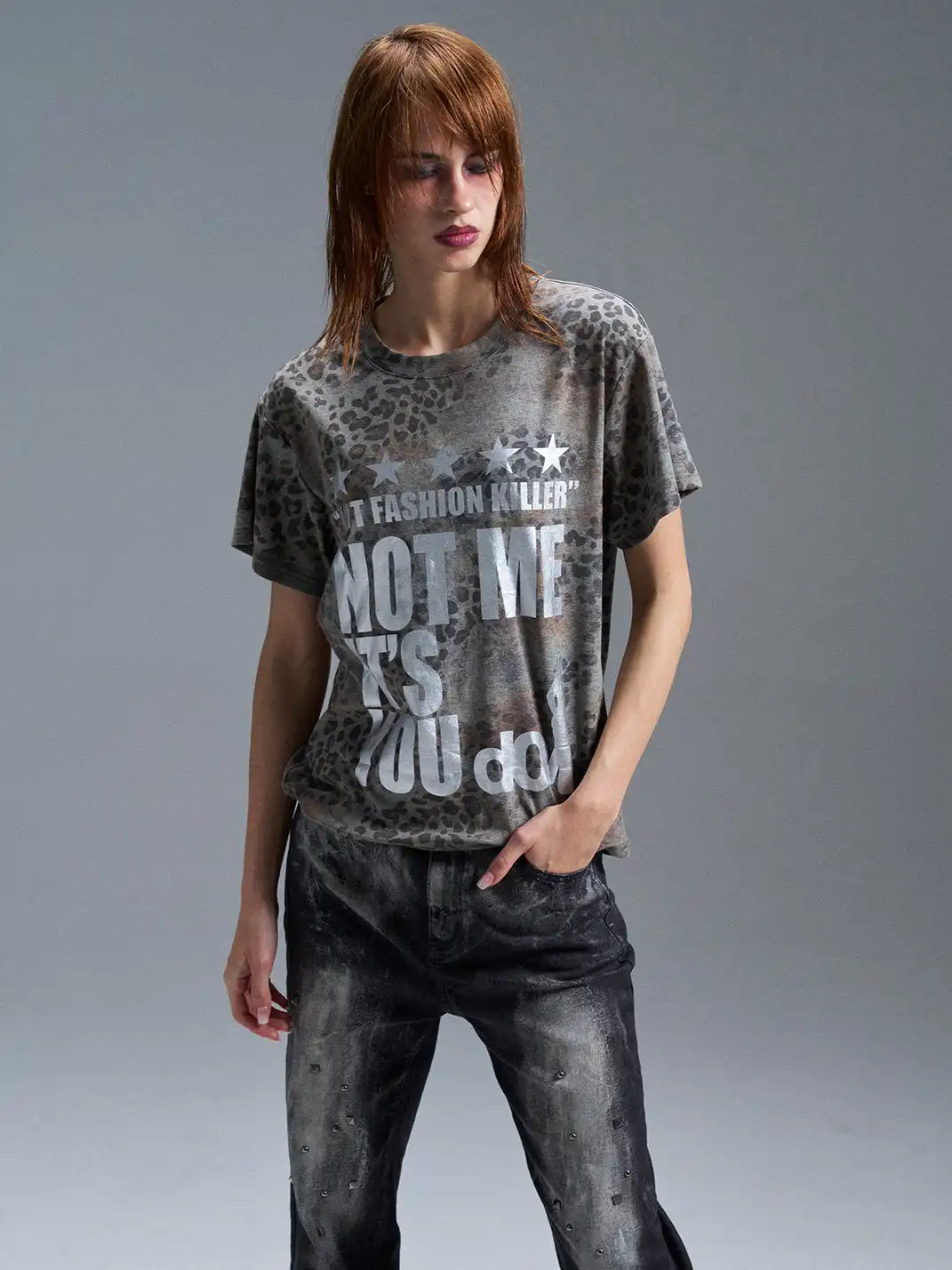 PAIKI | Gold & Silver Foil Leopard Print T-Shirt