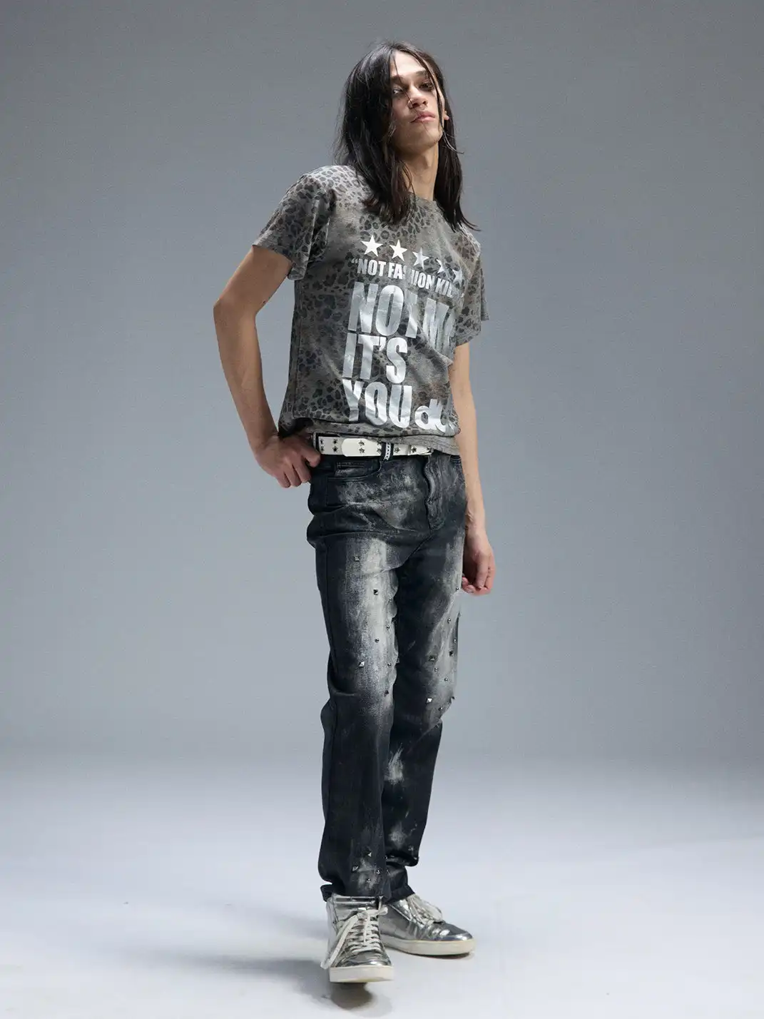 PAIKI | Gold & Silver Foil Leopard Print T-Shirt