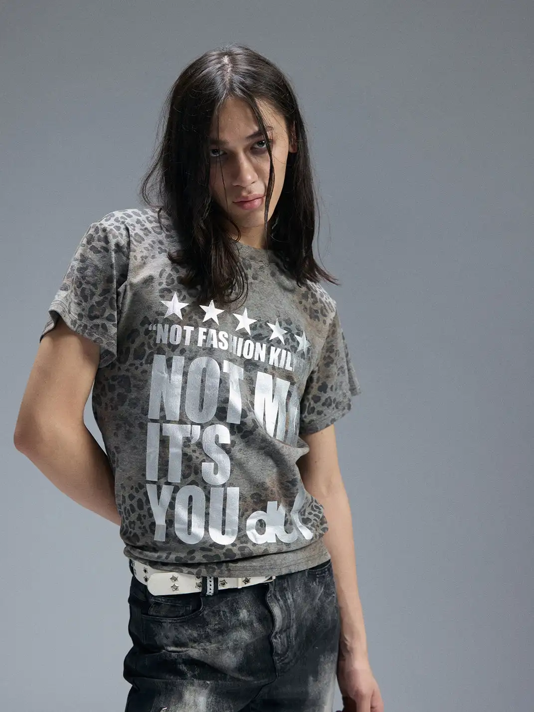 PAIKI | Gold & Silver Foil Leopard Print T-Shirt