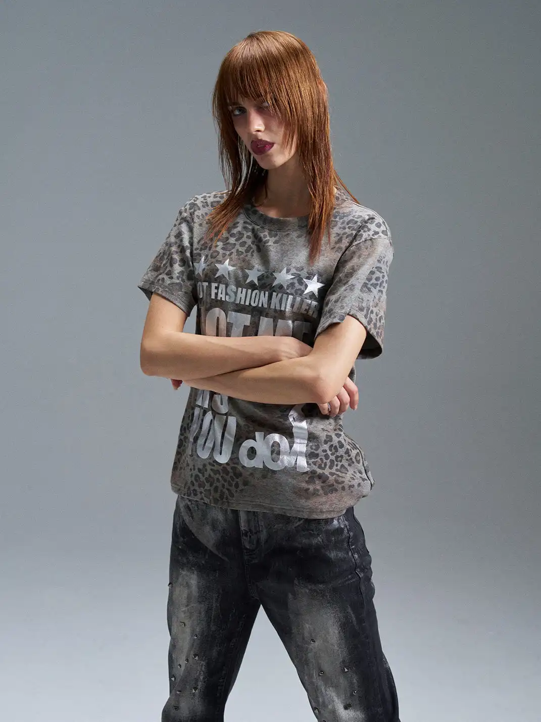 PAIKI | Gold & Silver Foil Leopard Print T-Shirt