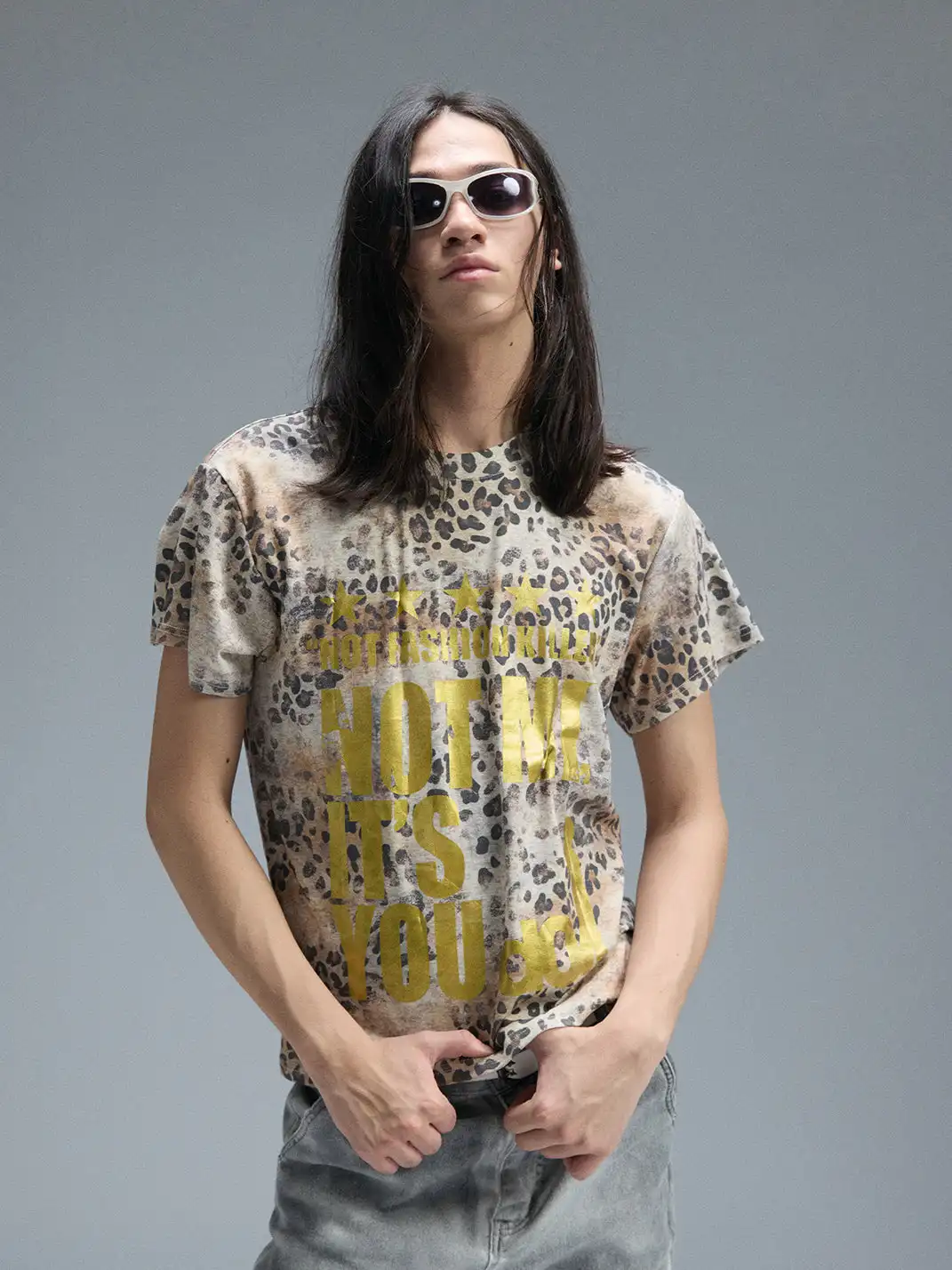 PAIKI | Gold & Silver Foil Leopard Print T-Shirt