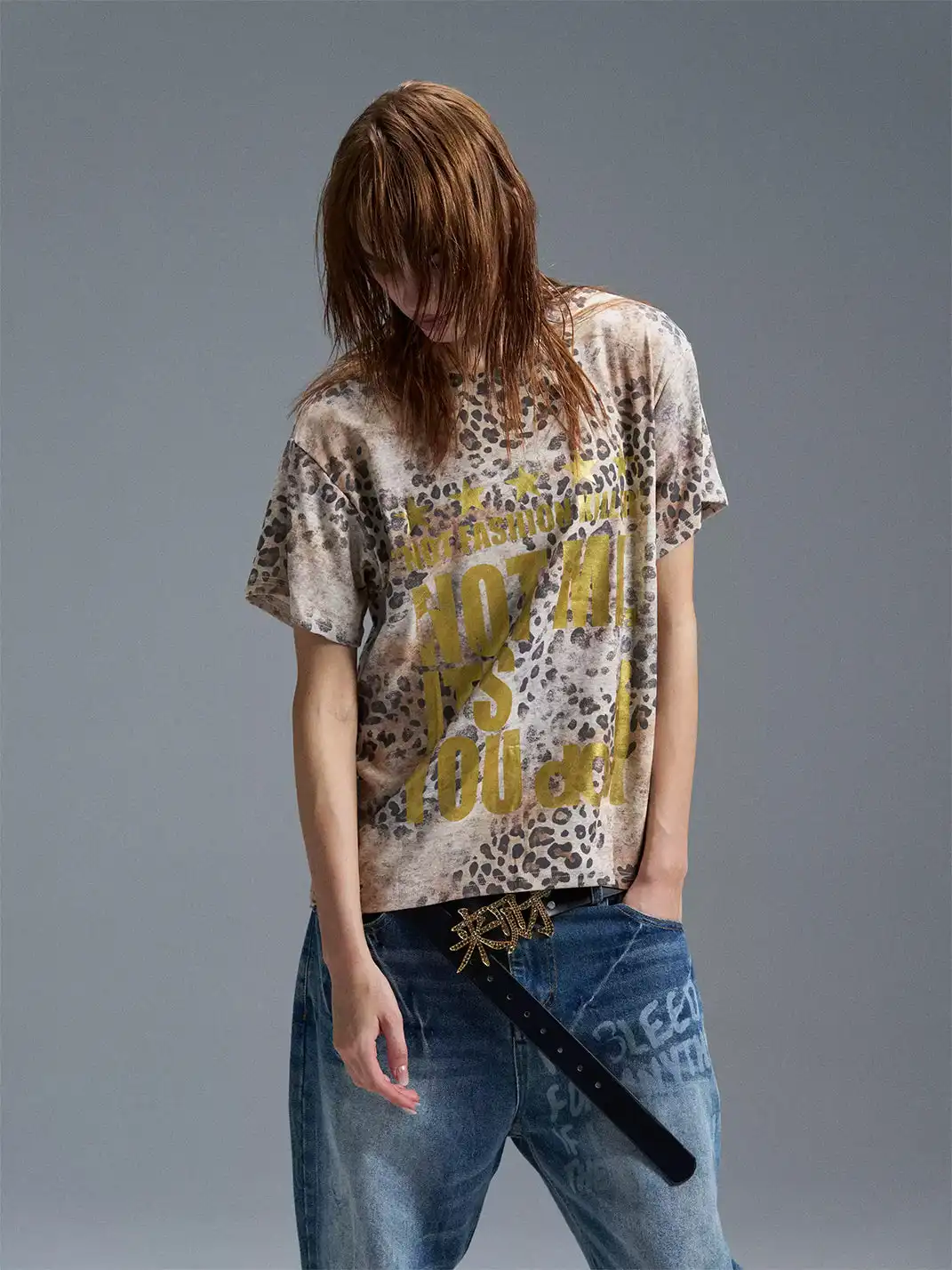 PAIKI | Gold & Silver Foil Leopard Print T-Shirt
