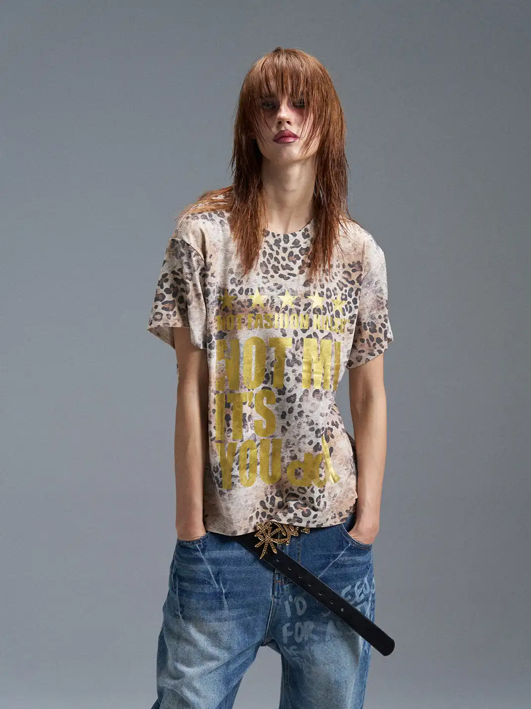 PAIKI | Gold & Silver Foil Leopard Print T-Shirt