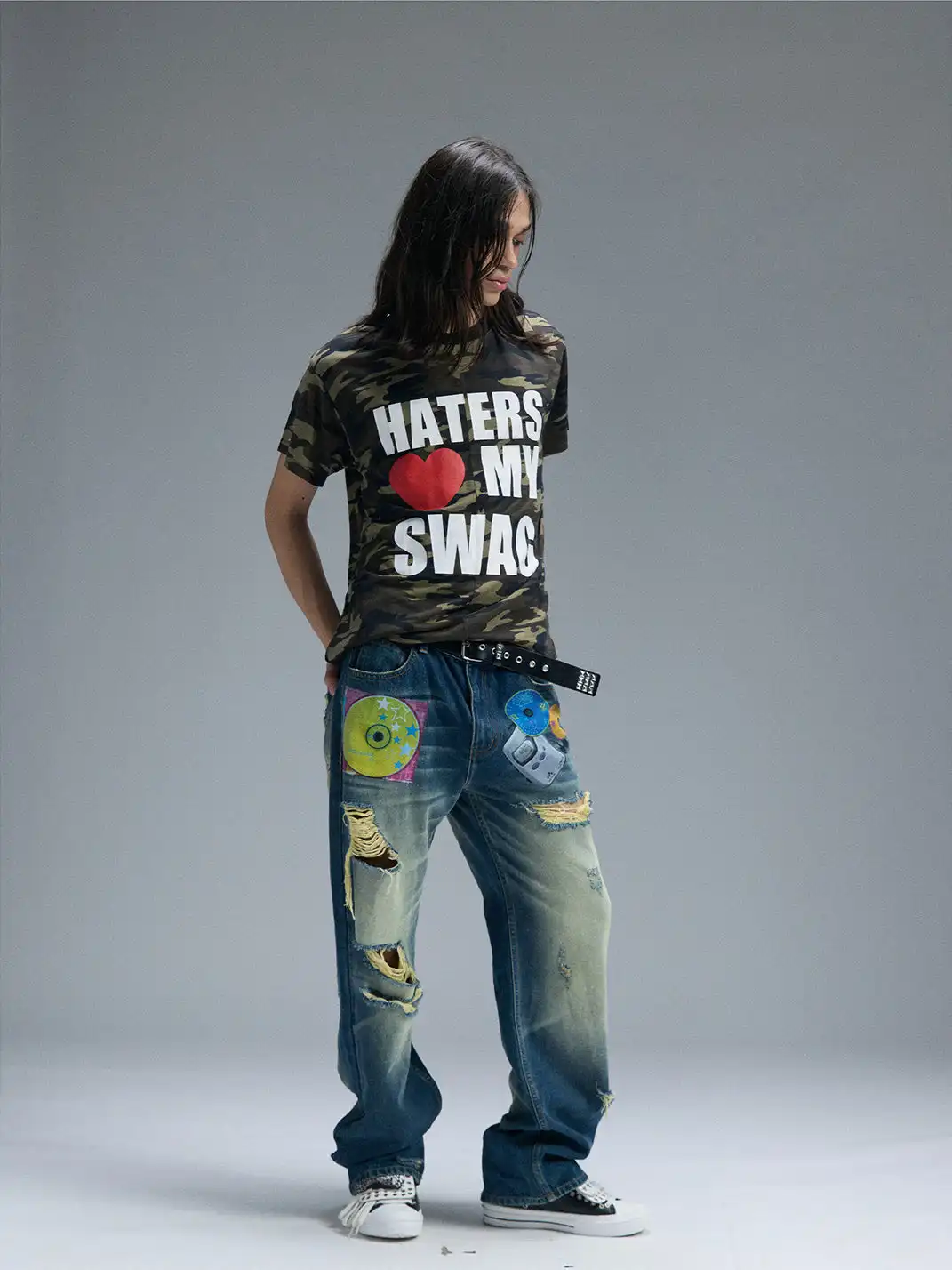 PAIKI | Camouflage Heart Print T-Shirt
