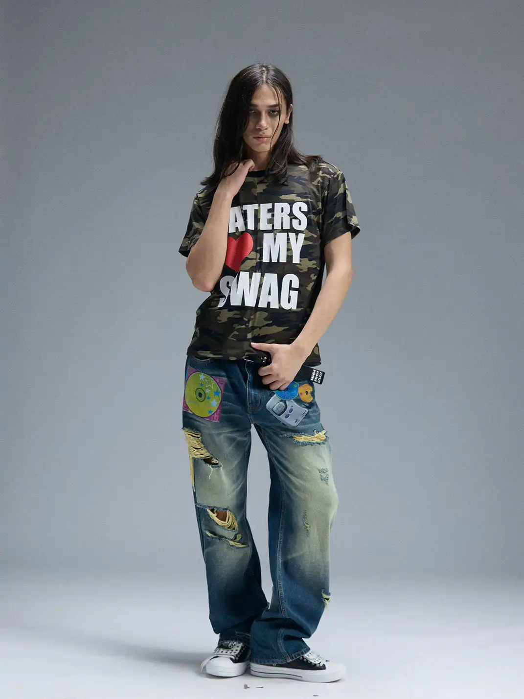 PAIKI | Camouflage Heart Print T-Shirt