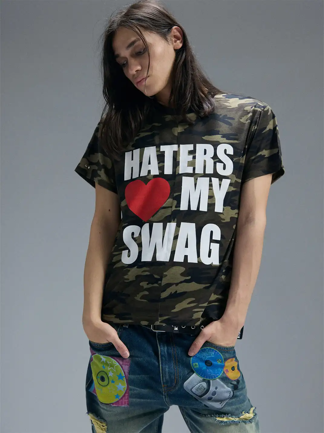 PAIKI | Camouflage Heart Print T-Shirt