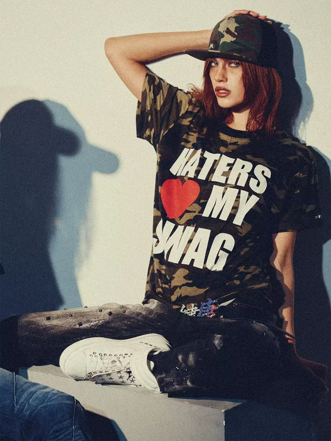 PAIKI | Camouflage Heart Print T-Shirt