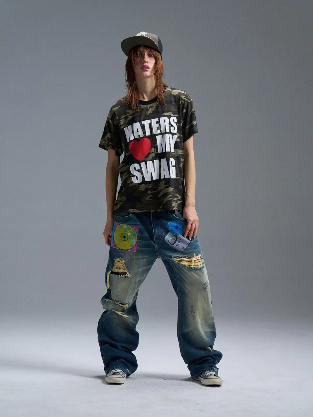 PAIKI | Camouflage Heart Print T-Shirt