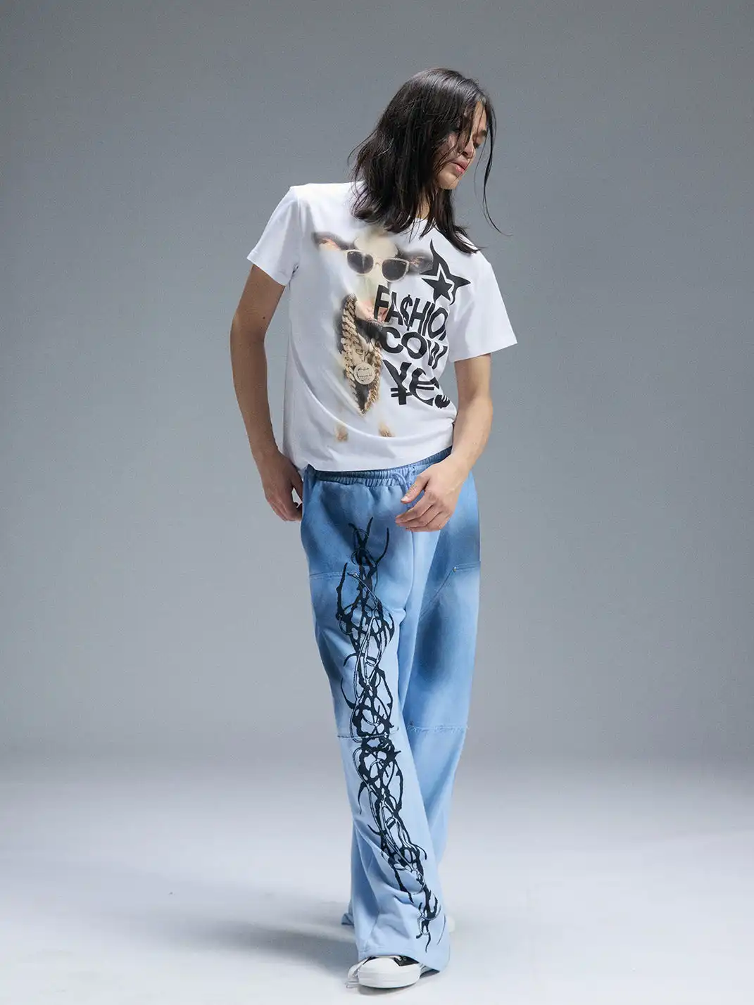 PAIKI | Superstar Cow Print Crew Neck T-Shirt