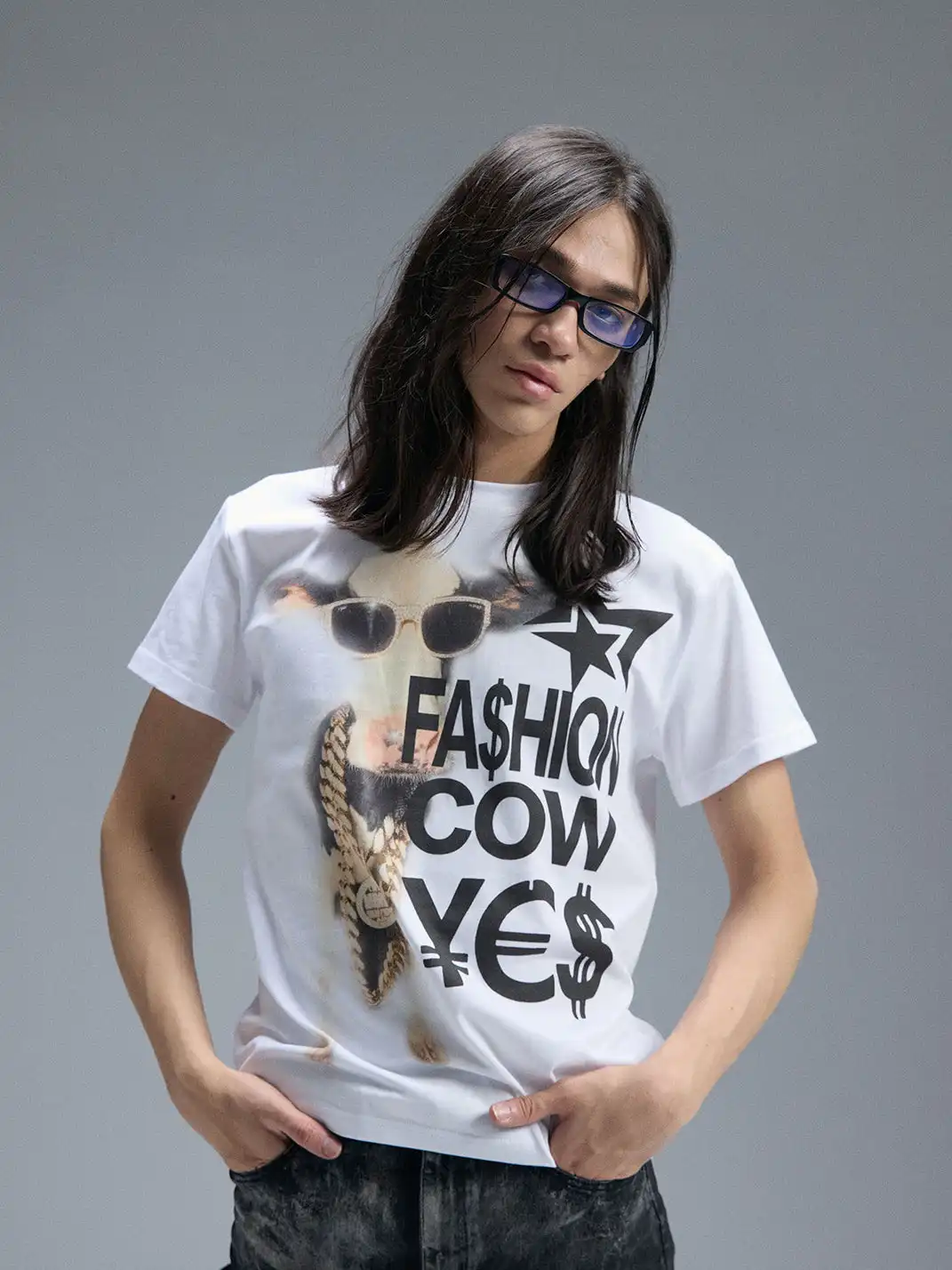 PAIKI | Superstar Cow Print Crew Neck T-Shirt